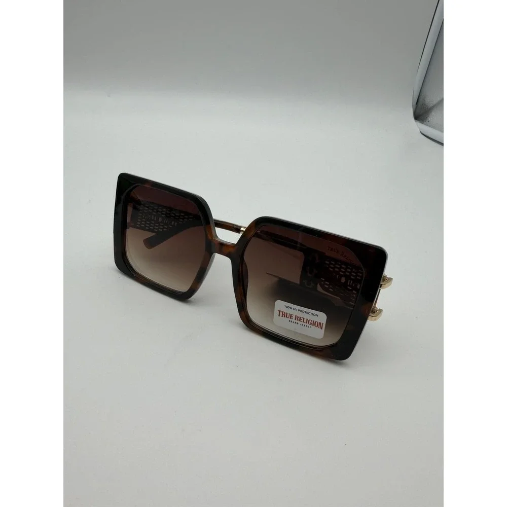 True Religion‎ Oversized Square Sunglasses - White & Marbled Tortoise NWT